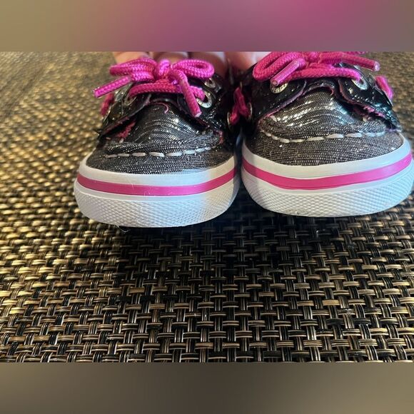 SPERRY TOP-SIDER Boat Shoes Little Girls Size 5 Seabright Black / Pink Shimmer - Picture 4 of 10